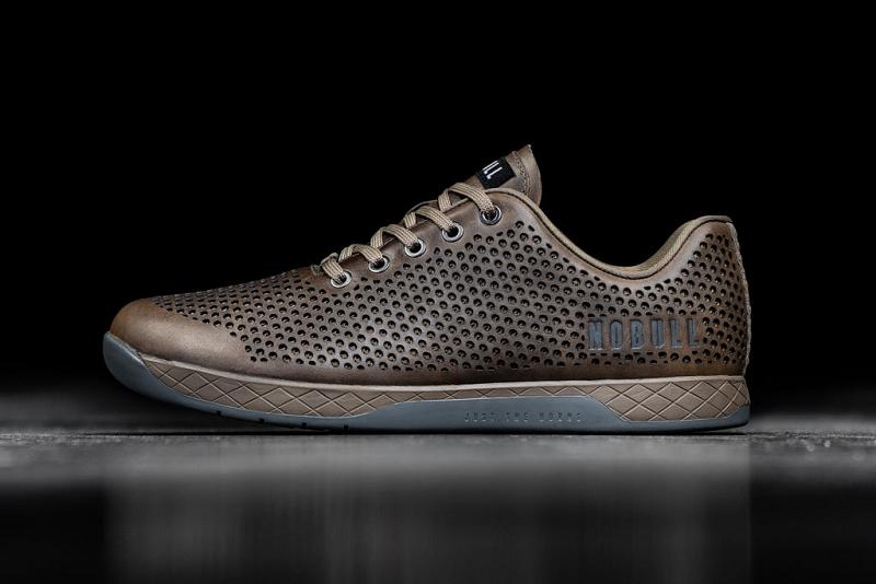 Nobull Sand Leather Women's Trainers Brown | USA S1936G